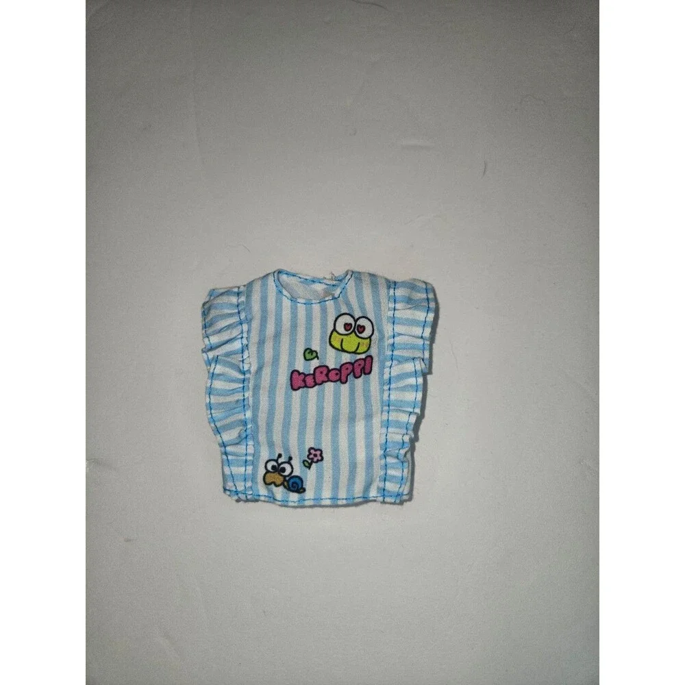 Barbie Doll Sanrio Shirt Blue and White Striped Keroppi Ruffles
